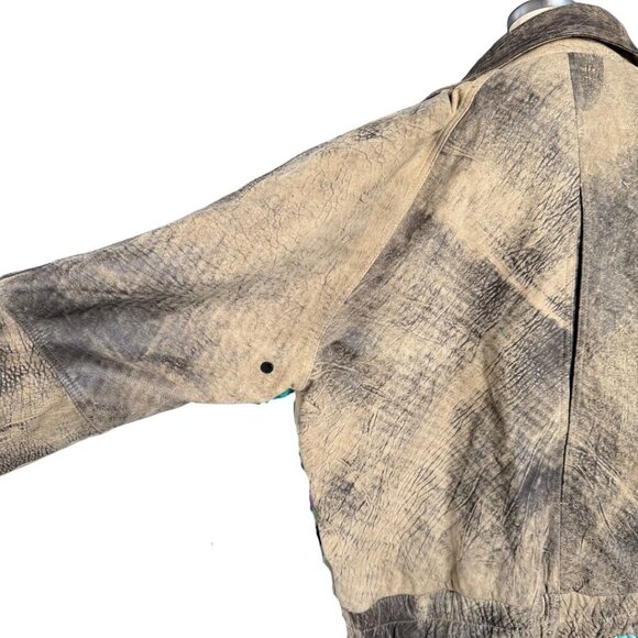 Vintage Andrew Marc Distressed Brown Leather Bomber Jacket Mens Size XL - Picture 6 of 14